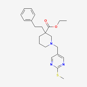 molecular formula C22H29N3O2S B6002665 Ethyl 1-[(2-methylsulfanylpyrimidin-5-yl)methyl]-3-(2-phenylethyl)piperidine-3-carboxylate 