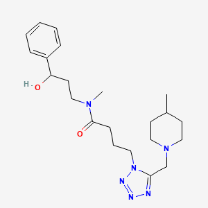 molecular formula C22H34N6O2 B6002670 N-(3-hydroxy-3-phenylpropyl)-N-methyl-4-[5-[(4-methylpiperidin-1-yl)methyl]tetrazol-1-yl]butanamide 