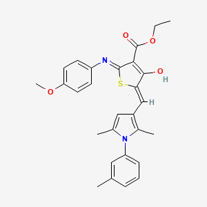 molecular formula C28H28N2O4S B6003150 ethyl (5Z)-5-{[2,5-dimethyl-1-(3-methylphenyl)-1H-pyrrol-3-yl]methylidene}-2-[(4-methoxyphenyl)amino]-4-oxo-4,5-dihydrothiophene-3-carboxylate 