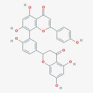 molecular formula C30H20O10 B600323 8-[5-(5,7-Dihydroxy-4-oxo-2,3-dihydrochromen-2-yl)-2-hydroxyphenyl]-5,7-dihydroxy-2-(4-hydroxyphenyl)chromen-4-one CAS No. 34340-51-7