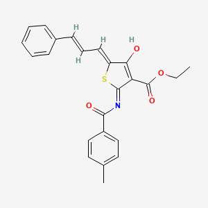 molecular formula C24H21NO4S B6003294 ETHYL (5Z)-2-(4-METHYLBENZAMIDO)-4-OXO-5-[(2E)-3-PHENYLPROP-2-EN-1-YLIDENE]-4,5-DIHYDROTHIOPHENE-3-CARBOXYLATE 