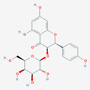 molecular formula C21H22O11 B600330 (2R,3R)-5,7-Dihydroxy-2-(4-hydroxyphenyl)-3-(((2S,3R,4S,5R,6R)-3,4,5-trihydroxy-6-(hydroxymethyl)tetrahydro-2H-pyran-2-yl)oxy)chroman-4-one CAS No. 122170-66-5