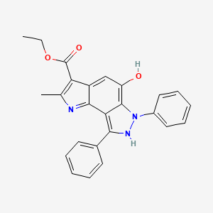 molecular formula C25H21N3O3 B6003326 ETHYL 5-HYDROXY-2-METHYL-6,8-DIPHENYL-1H,6H-PYRROLO[2,3-E]INDAZOLE-3-CARBOXYLATE 