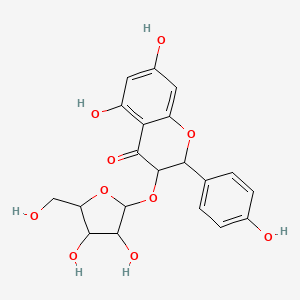 molecular formula C20H20O10 B600356 3-((3,4-Dihydroxy-5-(hydroxymethyl)tetrahydrofuran-2-yl)oxy)-5,7-dihydroxy-2-(4-hydroxyphenyl)chroman-4-one CAS No. 1573177-78-2