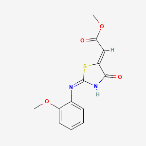 molecular formula C13H12N2O4S B6003852 methyl (2Z)-[2-[(2-methoxyphenyl)amino]-4-oxo-1,3-thiazol-5(4H)-ylidene]acetate 