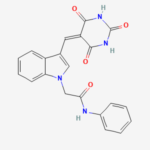 molecular formula C21H16N4O4 B6004076 N-PHENYL-2-{3-[(2,4,6-TRIOXO-1,3-DIAZINAN-5-YLIDENE)METHYL]-1H-INDOL-1-YL}ACETAMIDE 