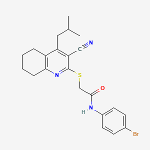 molecular formula C22H24BrN3OS B6004125 N-(4-bromophenyl)-2-{[3-cyano-4-(2-methylpropyl)-5,6,7,8-tetrahydroquinolin-2-yl]sulfanyl}acetamide 
