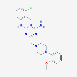 molecular formula C22H26ClN7O B6004206 N-(3-chloro-2-methylphenyl)-6-{[4-(2-methoxyphenyl)piperazin-1-yl]methyl}-1,3,5-triazine-2,4-diamine 