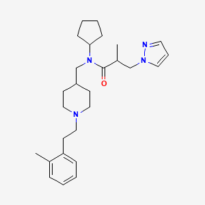 molecular formula C27H40N4O B6004288 N-cyclopentyl-2-methyl-N-[[1-[2-(2-methylphenyl)ethyl]piperidin-4-yl]methyl]-3-pyrazol-1-ylpropanamide 