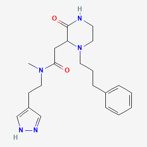 molecular formula C21H29N5O2 B6004821 N-methyl-2-[3-oxo-1-(3-phenylpropyl)piperazin-2-yl]-N-[2-(1H-pyrazol-4-yl)ethyl]acetamide 