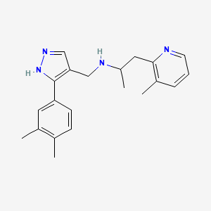 molecular formula C21H26N4 B6004928 N-[[5-(3,4-dimethylphenyl)-1H-pyrazol-4-yl]methyl]-1-(3-methylpyridin-2-yl)propan-2-amine 