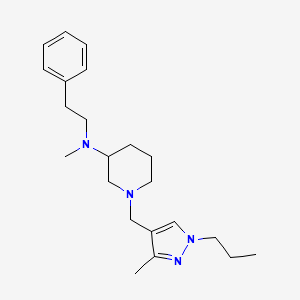 molecular formula C22H34N4 B6005037 N-methyl-1-[(3-methyl-1-propylpyrazol-4-yl)methyl]-N-(2-phenylethyl)piperidin-3-amine 
