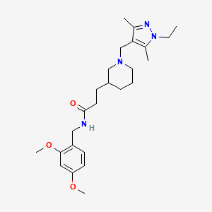 molecular formula C25H38N4O3 B6005126 N-[(2,4-dimethoxyphenyl)methyl]-3-[1-[(1-ethyl-3,5-dimethylpyrazol-4-yl)methyl]piperidin-3-yl]propanamide 