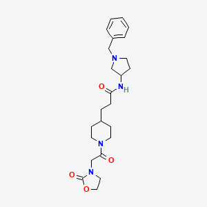 molecular formula C24H34N4O4 B6005273 N-(1-benzylpyrrolidin-3-yl)-3-[1-[2-(2-oxo-1,3-oxazolidin-3-yl)acetyl]piperidin-4-yl]propanamide 