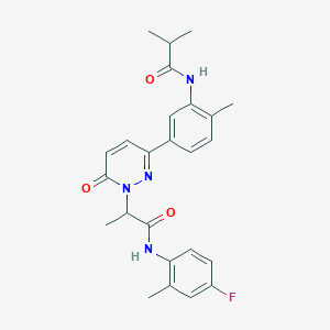 molecular formula C25H27FN4O3 B6005432 N-[5-(1-{1-[(4-fluoro-2-methylphenyl)amino]-1-oxopropan-2-yl}-6-oxo-1,6-dihydropyridazin-3-yl)-2-methylphenyl]-2-methylpropanamide 