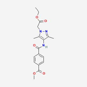 molecular formula C18H21N3O5 B6005518 methyl 4-{[1-(2-ethoxy-2-oxoethyl)-3,5-dimethyl-1H-pyrazol-4-yl]carbamoyl}benzoate 