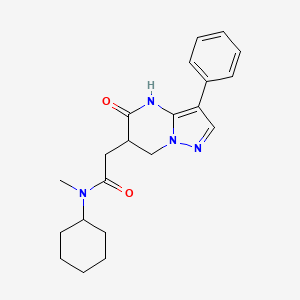 molecular formula C21H26N4O2 B6005639 N-cyclohexyl-N-methyl-2-(5-oxo-3-phenyl-6,7-dihydro-4H-pyrazolo[1,5-a]pyrimidin-6-yl)acetamide 