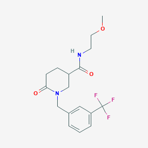 molecular formula C17H21F3N2O3 B6005646 N-(2-methoxyethyl)-6-oxo-1-[3-(trifluoromethyl)benzyl]-3-piperidinecarboxamide 