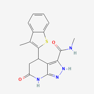 molecular formula C17H16N4O2S B6005947 N-methyl-4-(3-methyl-1-benzothiophen-2-yl)-6-oxo-2,4,5,7-tetrahydropyrazolo[3,4-b]pyridine-3-carboxamide 