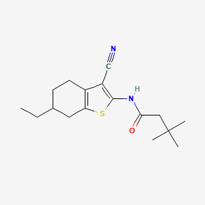 molecular formula C17H24N2OS B6006025 N-(3-cyano-6-ethyl-4,5,6,7-tetrahydro-1-benzothiophen-2-yl)-3,3-dimethylbutanamide 