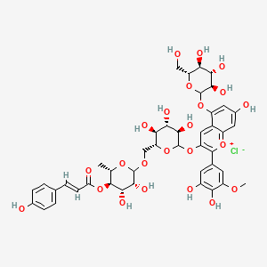 1-Benzopyrylium, 3-((6-O-(6-deoxy-4-O-((2E)-3-(4-hydroxyphenyl)-1-oxo-2-propenyl)-alpha-L-mannopyranosyl)-beta-D-glucopyranosyl)oxy)-2-(3,4-dihydroxy-5-methoxyphenyl)-5-(beta-D-glucopyranosyloxy)-7-hydroxy-,chloride