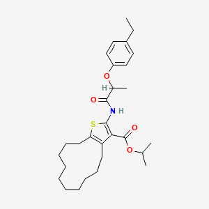 molecular formula C29H41NO4S B6006511 Propan-2-yl 2-{[2-(4-ethylphenoxy)propanoyl]amino}-4,5,6,7,8,9,10,11,12,13-decahydrocyclododeca[b]thiophene-3-carboxylate 