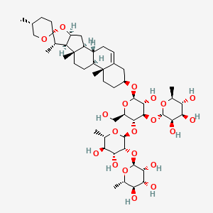 molecular formula C51H82O20 B600659 (2S,3R,4R,5R,6S)-2-[(2S,3R,4R,5R,6S)-4,5-dihydroxy-2-[(2R,3R,4R,5R,6R)-5-hydroxy-2-(hydroxymethyl)-6-[(1S,2S,4S,5'R,6R,7S,8R,9S,12S,13R,16S)-5',7,9,13-tetramethylspiro[5-oxapentacyclo[10.8.0.02,9.04,8.013,18]icos-18-ene-6,2'-oxane]-16-yl]oxy-4-[(2S,3R,4R,5R,6S)-3,4,5-trihydroxy-6-methyloxan-2-yl]oxyoxan-3-yl]oxy-6-methyloxan-3-yl]oxy-6-methyloxane-3,4,5-triol CAS No. 76296-73-6