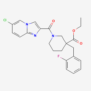 molecular formula C23H23ClFN3O3 B6006592 Ethyl 1-(6-chloroimidazo[1,2-a]pyridine-2-carbonyl)-3-[(2-fluorophenyl)methyl]piperidine-3-carboxylate 