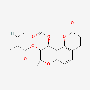 molecular formula C21H22O7 B600662 [(9R,10S)-10-acetyloxy-8,8-dimethyl-2-oxo-9,10-dihydropyrano[2,3-f]chromen-9-yl] (Z)-2-methylbut-2-enoate CAS No. 73069-25-7