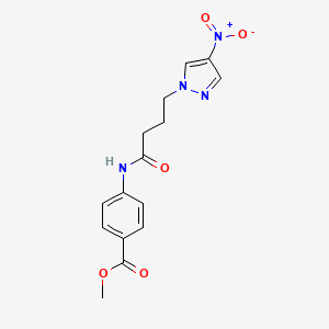 molecular formula C15H16N4O5 B6006663 METHYL 4-[4-(4-NITRO-1H-PYRAZOL-1-YL)BUTANAMIDO]BENZOATE 