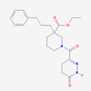 molecular formula C22H29N3O4 B6006887 ethyl 1-(6-oxo-4,5-dihydro-1H-pyridazine-3-carbonyl)-3-(3-phenylpropyl)piperidine-3-carboxylate 