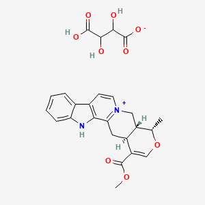 molecular formula C21H21N2O3·C4H5O6 B600705 3,4,5,6,16,17-Hexadehydro-16-(methoxycarbonyl)-19alpha-methyloxayohimbanium, salt with (R-(R*,R*))-tartaric acid (1:1) CAS No. 58782-36-8