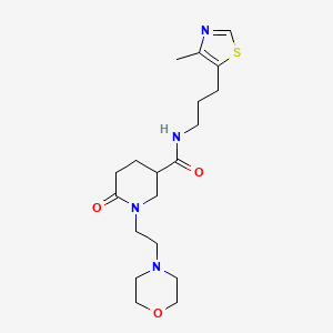 molecular formula C19H30N4O3S B6007509 N-[3-(4-methyl-1,3-thiazol-5-yl)propyl]-1-(2-morpholin-4-ylethyl)-6-oxopiperidine-3-carboxamide 