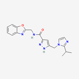 molecular formula C19H20N6O2 B6007824 N-(1,3-benzoxazol-2-ylmethyl)-5-[(2-propan-2-ylimidazol-1-yl)methyl]-1H-pyrazole-3-carboxamide 