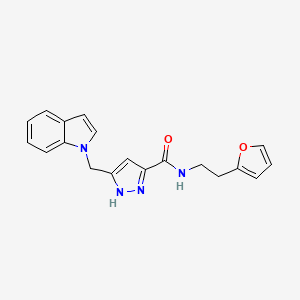molecular formula C19H18N4O2 B6008161 N-[2-(furan-2-yl)ethyl]-5-(indol-1-ylmethyl)-1H-pyrazole-3-carboxamide 