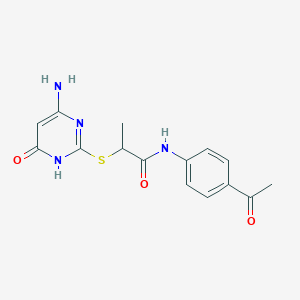 molecular formula C15H16N4O3S B6008177 N-(4-acetylphenyl)-2-[(4-amino-6-oxo-1,6-dihydropyrimidin-2-yl)sulfanyl]propanamide 