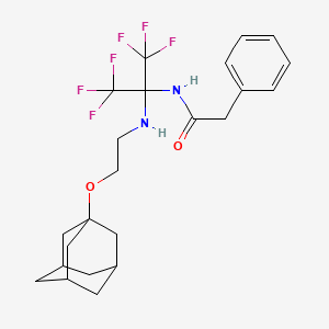 molecular formula C23H28F6N2O2 B6008360 N-(2-{[2-(ADAMANTAN-1-YLOXY)ETHYL]AMINO}-1,1,1,3,3,3-HEXAFLUOROPROPAN-2-YL)-2-PHENYLACETAMIDE 