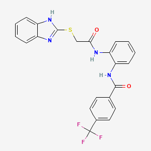 molecular formula C23H17F3N4O2S B6008509 N-{2-[2-(1H-1,3-BENZODIAZOL-2-YLSULFANYL)ACETAMIDO]PHENYL}-4-(TRIFLUOROMETHYL)BENZAMIDE 