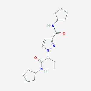 molecular formula C18H28N4O2 B6008578 N~3~-CYCLOPENTYL-1-{1-[(CYCLOPENTYLAMINO)CARBONYL]PROPYL}-1H-PYRAZOLE-3-CARBOXAMIDE 