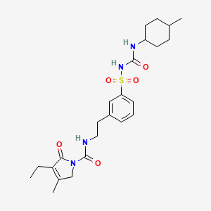 molecular formula C24H34N4O5S B600862 1-((3-(2-(((3-Ethyl-4-methyl-2-oxo-2,3-dihydro-1H-pyrrol-1-yl)carbonyl)amino)ethyl)phenyl)sulfonyl)-3-(trans-4-methylcyclohexyl)urea CAS No. 791104-62-6