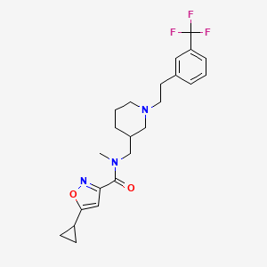 molecular formula C23H28F3N3O2 B6008695 5-cyclopropyl-N-methyl-N-[(1-{2-[3-(trifluoromethyl)phenyl]ethyl}-3-piperidinyl)methyl]-3-isoxazolecarboxamide 