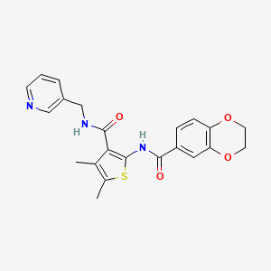molecular formula C22H21N3O4S B6008706 N-{4,5-DIMETHYL-3-[(3-PYRIDINYLMETHYL)CARBAMOYL]-2-THIENYL}-2,3-DIHYDRO-1,4-BENZODIOXINE-6-CARBOXAMIDE 