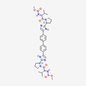 molecular formula C40H50N8O6 B600871 Methyl N-[(2R)-1-[(2S)-2-[5-[4-[4-[2-[(2S)-1-[(2R)-2-(methoxycarbonylamino)-3-methylbutanoyl]pyrrolidin-2-yl]-1H-imidazol-5-yl]phenyl]phenyl]-1H-imidazol-2-yl]pyrrolidin-1-yl]-3-methyl-1-oxobutan-2-yl]carbamate CAS No. 1009107-27-0