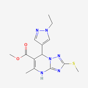 molecular formula C14H18N6O2S B6008934 methyl 7-(1-ethyl-1H-pyrazol-4-yl)-5-methyl-2-(methylsulfanyl)-4,7-dihydro[1,2,4]triazolo[1,5-a]pyrimidine-6-carboxylate 