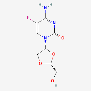 B600895 4-amino-5-fluoro-1-[(2R,4R)-2-(hydroxymethyl)-1,3-dioxolan-4-yl]pyrimidin-2-one CAS No. 145417-33-0