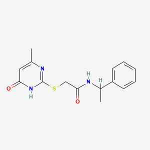 molecular formula C15H17N3O2S B6008987 2-[(4-methyl-6-oxo-1H-pyrimidin-2-yl)sulfanyl]-N-(1-phenylethyl)acetamide 