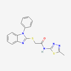 molecular formula C18H15N5OS2 B6009079 N-(5-methyl-1,3,4-thiadiazol-2-yl)-2-[(1-phenyl-1H-benzimidazol-2-yl)thio]acetamide 