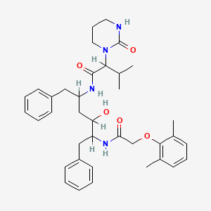 N-[5-[[2-(2,6-dimethylphenoxy)acetyl]amino]-4-hydroxy-1,6-diphenylhexan-2-yl]-3-methyl-2-(2-oxo-1,3-diazinan-1-yl)butanamide