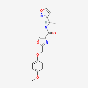 molecular formula C18H19N3O5 B6009197 N-[1-(3-isoxazolyl)ethyl]-2-[(4-methoxyphenoxy)methyl]-N-methyl-1,3-oxazole-4-carboxamide 