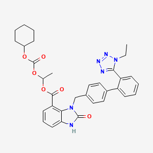 molecular formula C33H34N6O6 B600932 2-Desethoxy-2-hydroxy-1H-1-Ethyl Candesartan Cilexetil CAS No. 1185255-99-5